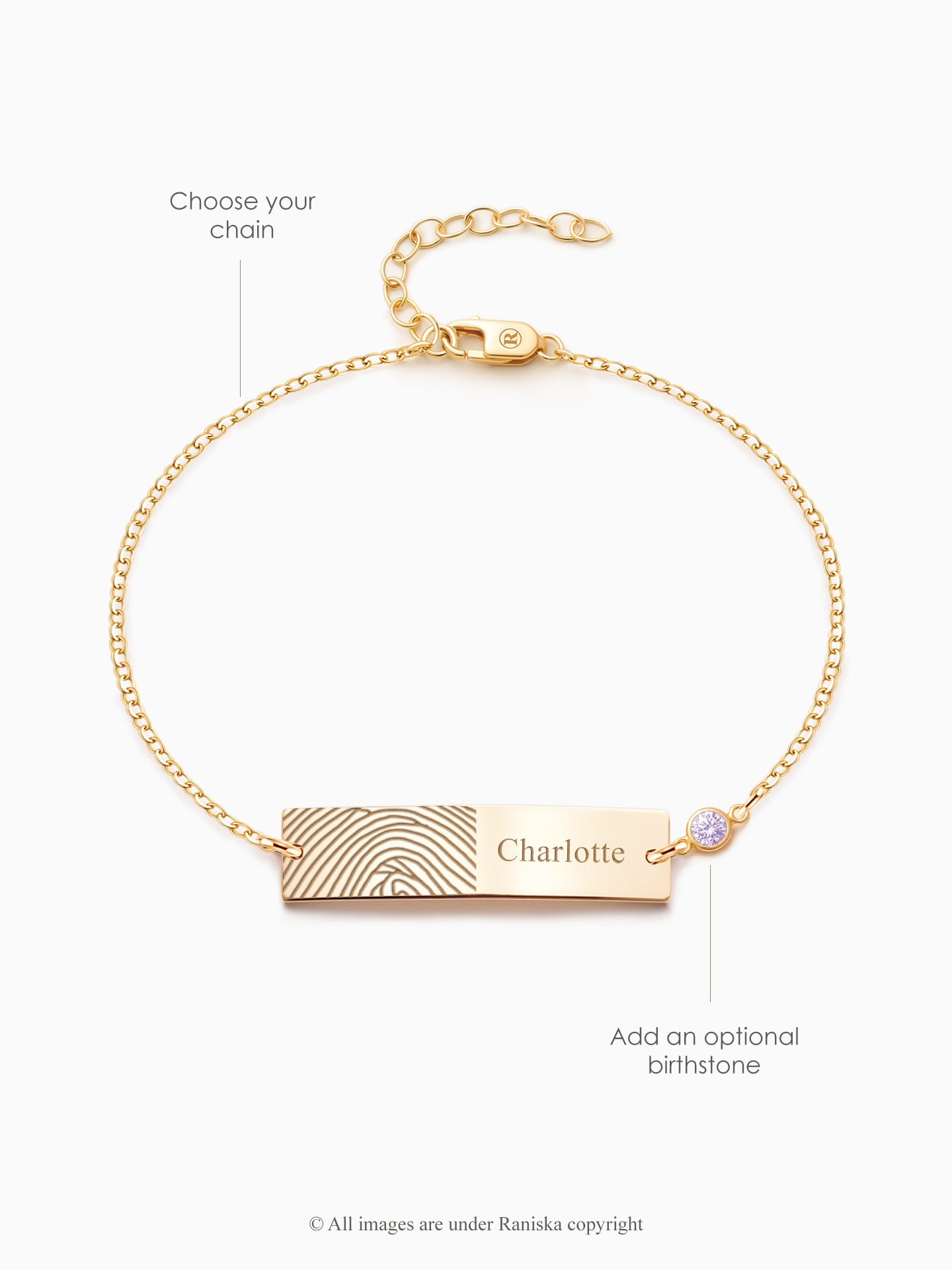 Sophia Name & Nose Print Bar Bracelet