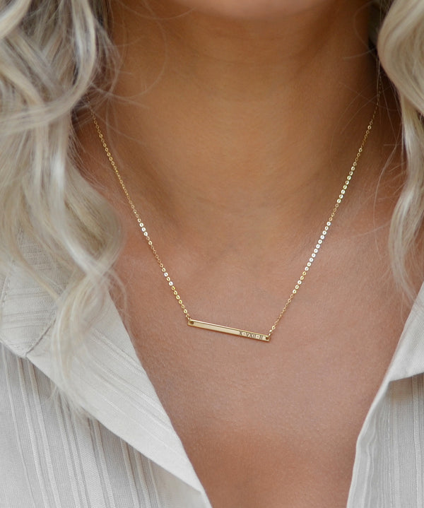 Personalized Bella Ultra Dainty Bar Necklace