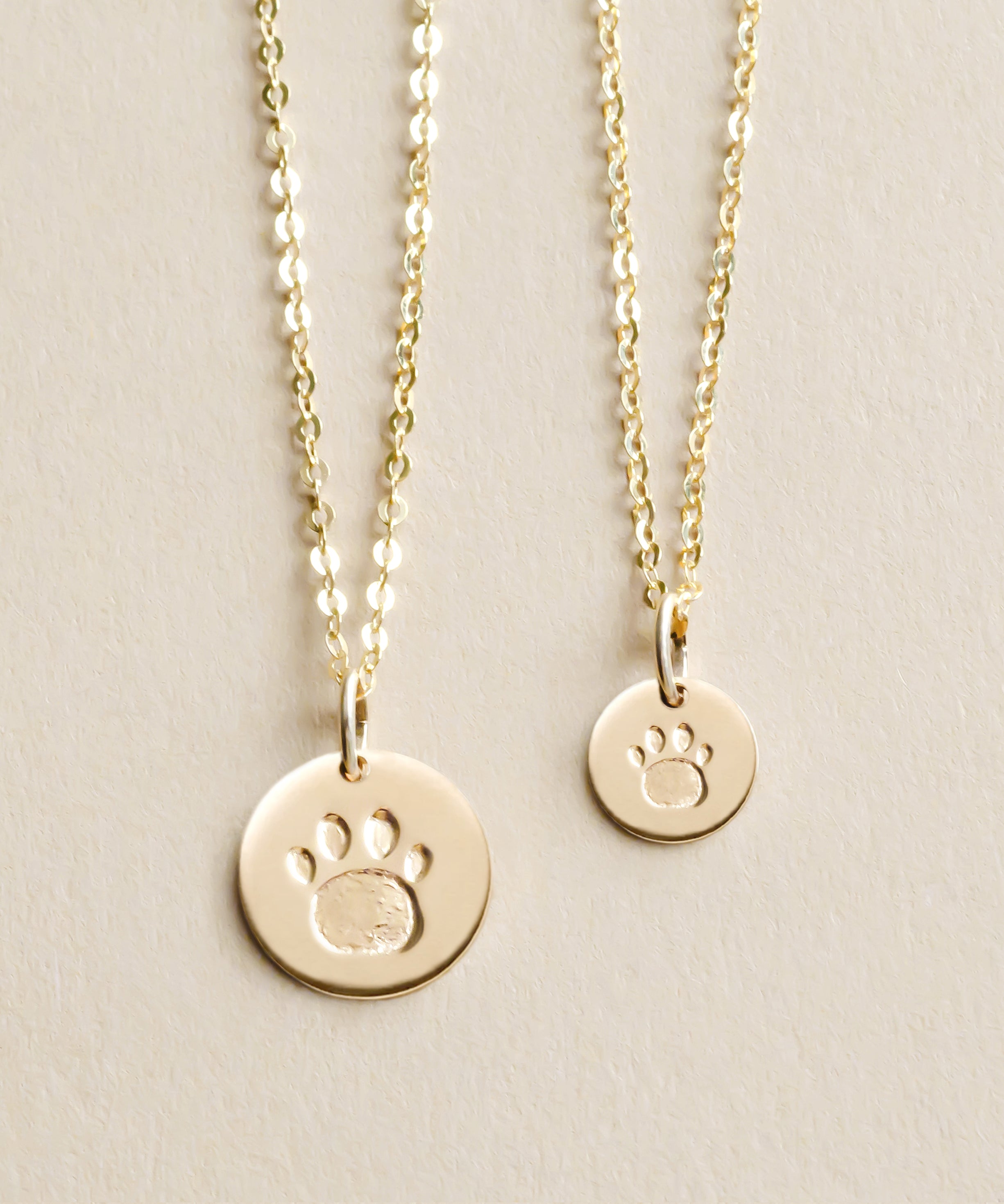 Solid Gold Heart Dog Paw Print Necklace