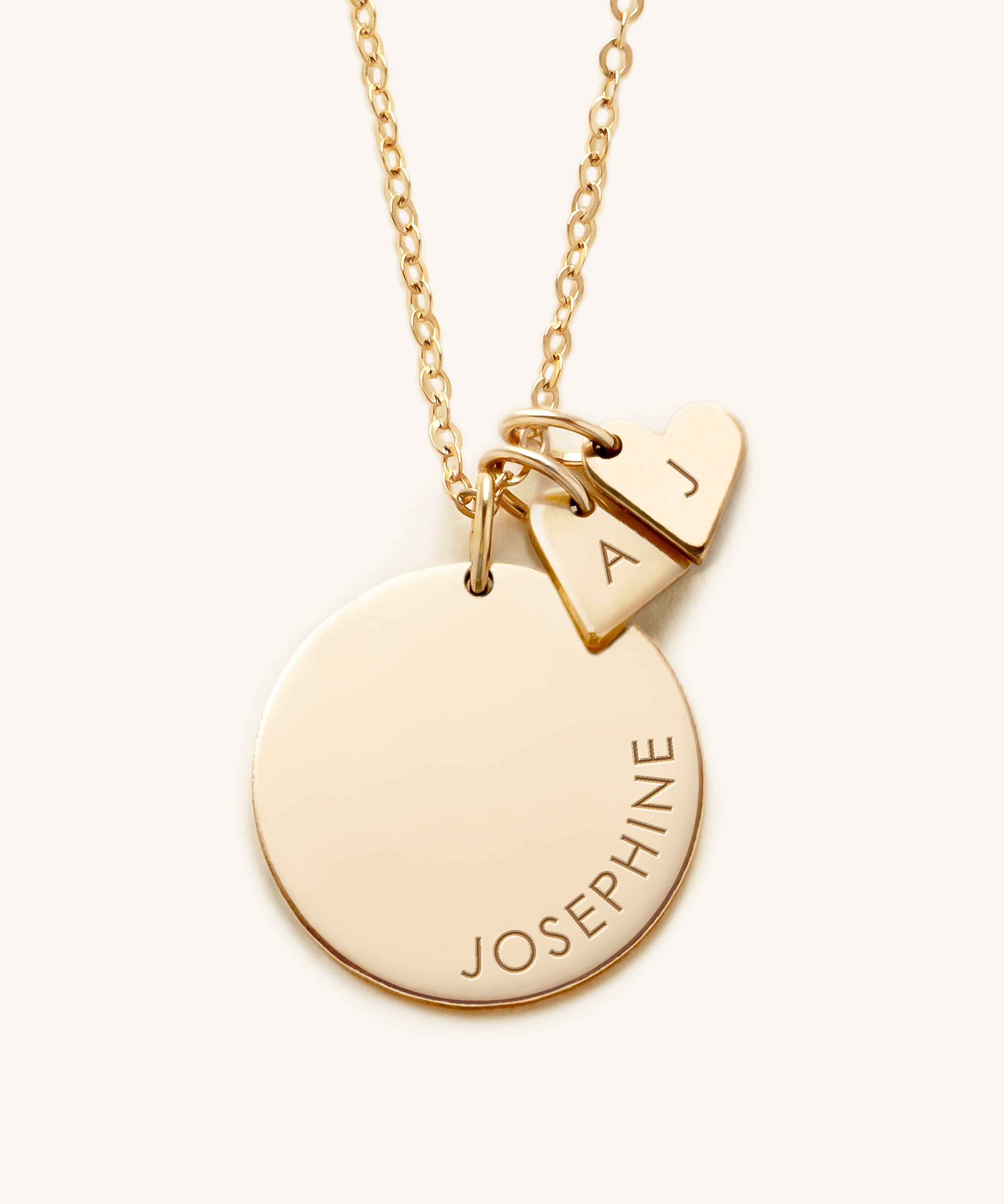 Personalised Large Yara Disk & Heart Necklace