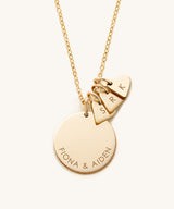 Personalized Medium Yara Disk & Heart Necklace