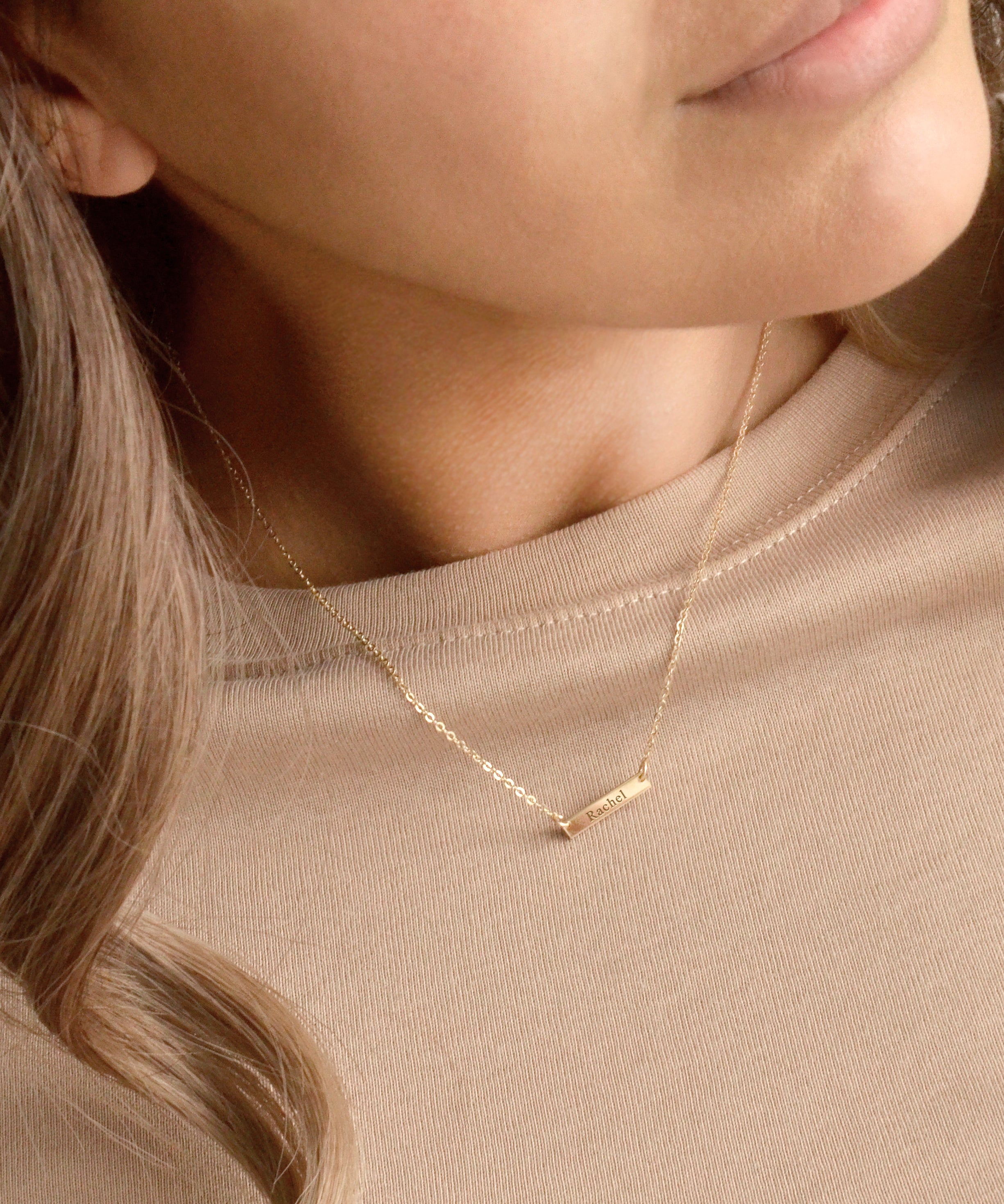 Mini gold 2025 bar necklace