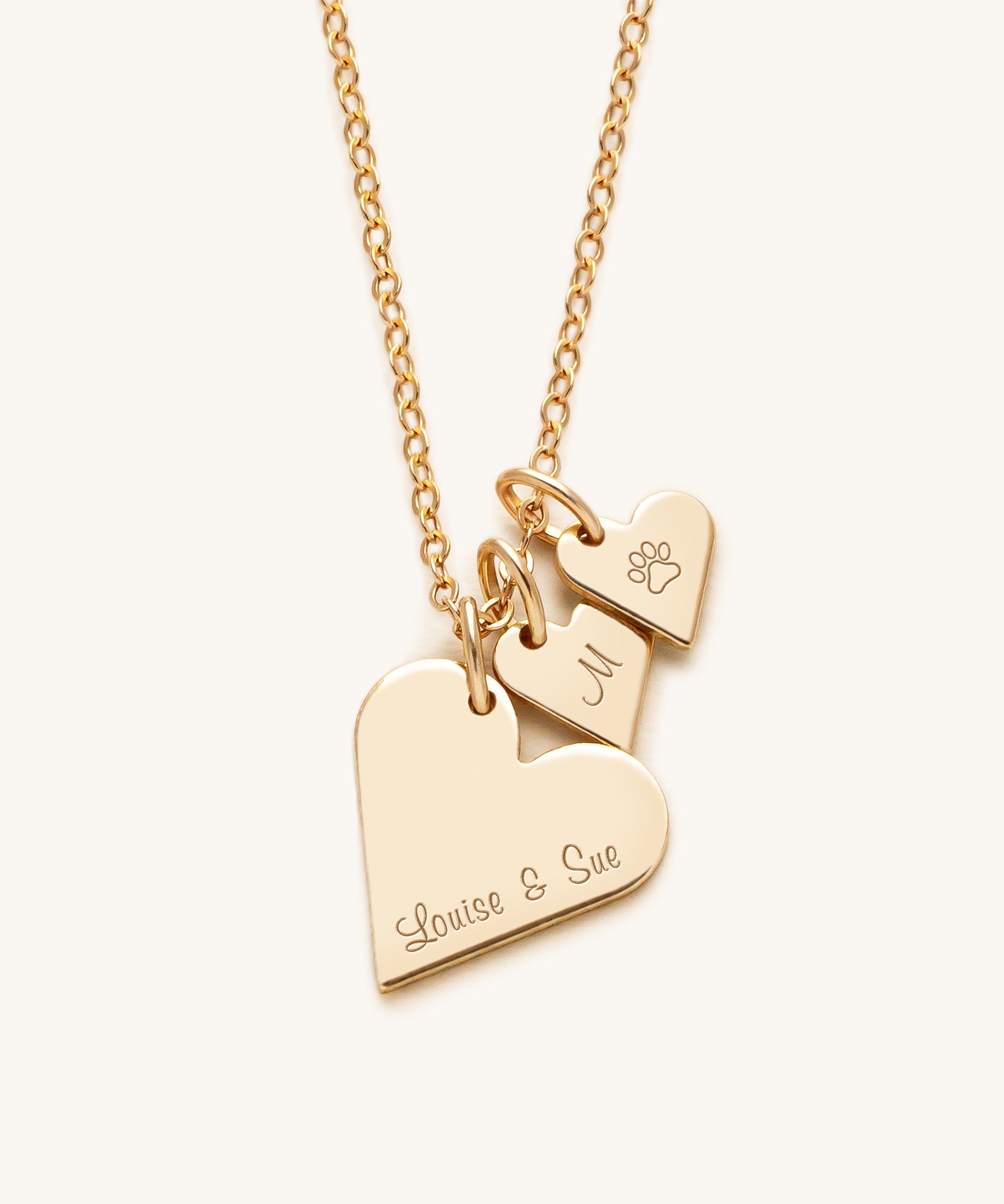 Personalised Larisa Medium Heart & Tiny Hearts Necklace