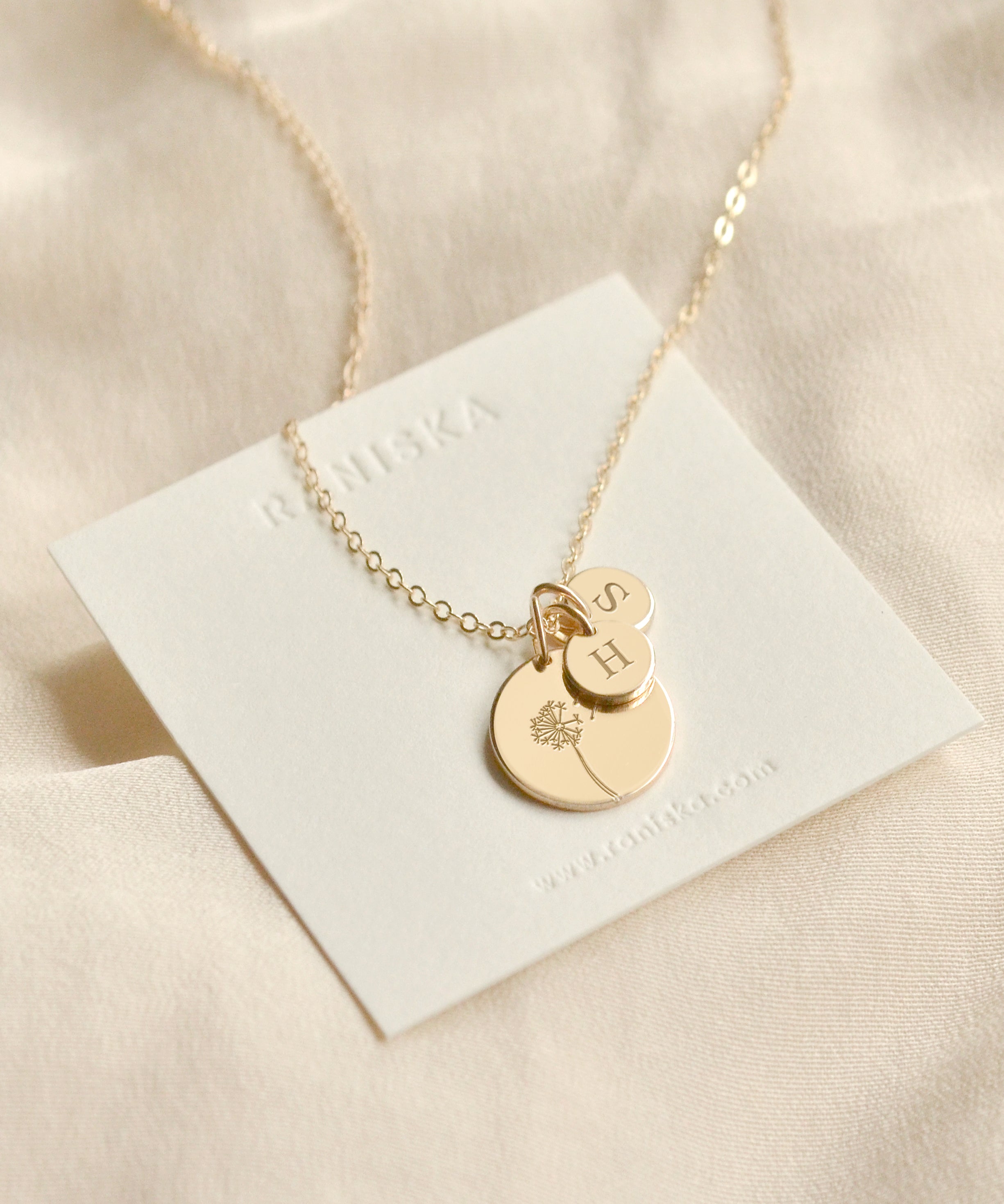 Personalised Ava Medium Disk & Tiny Disk Necklace