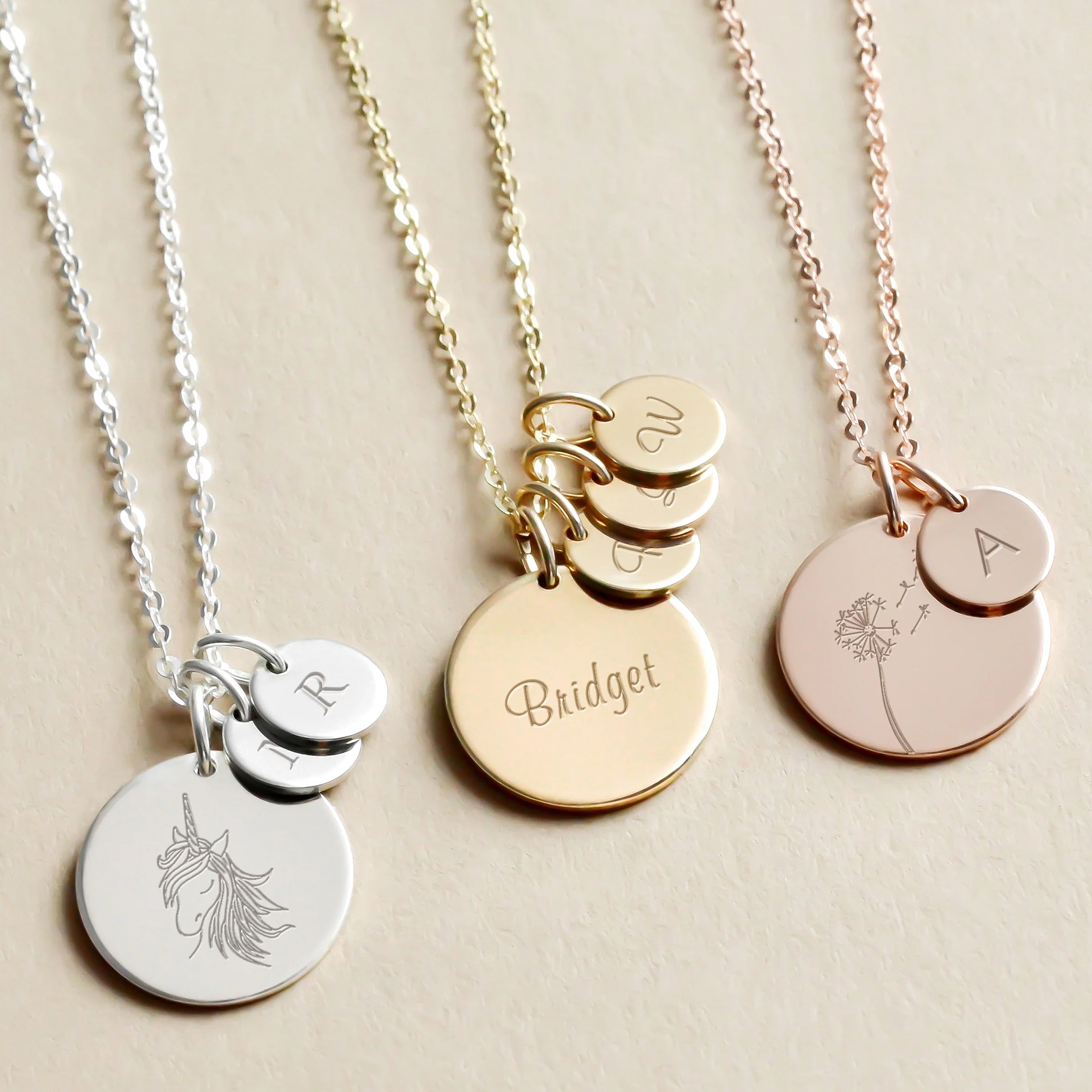 Personalised Medium Ava Disk Necklace