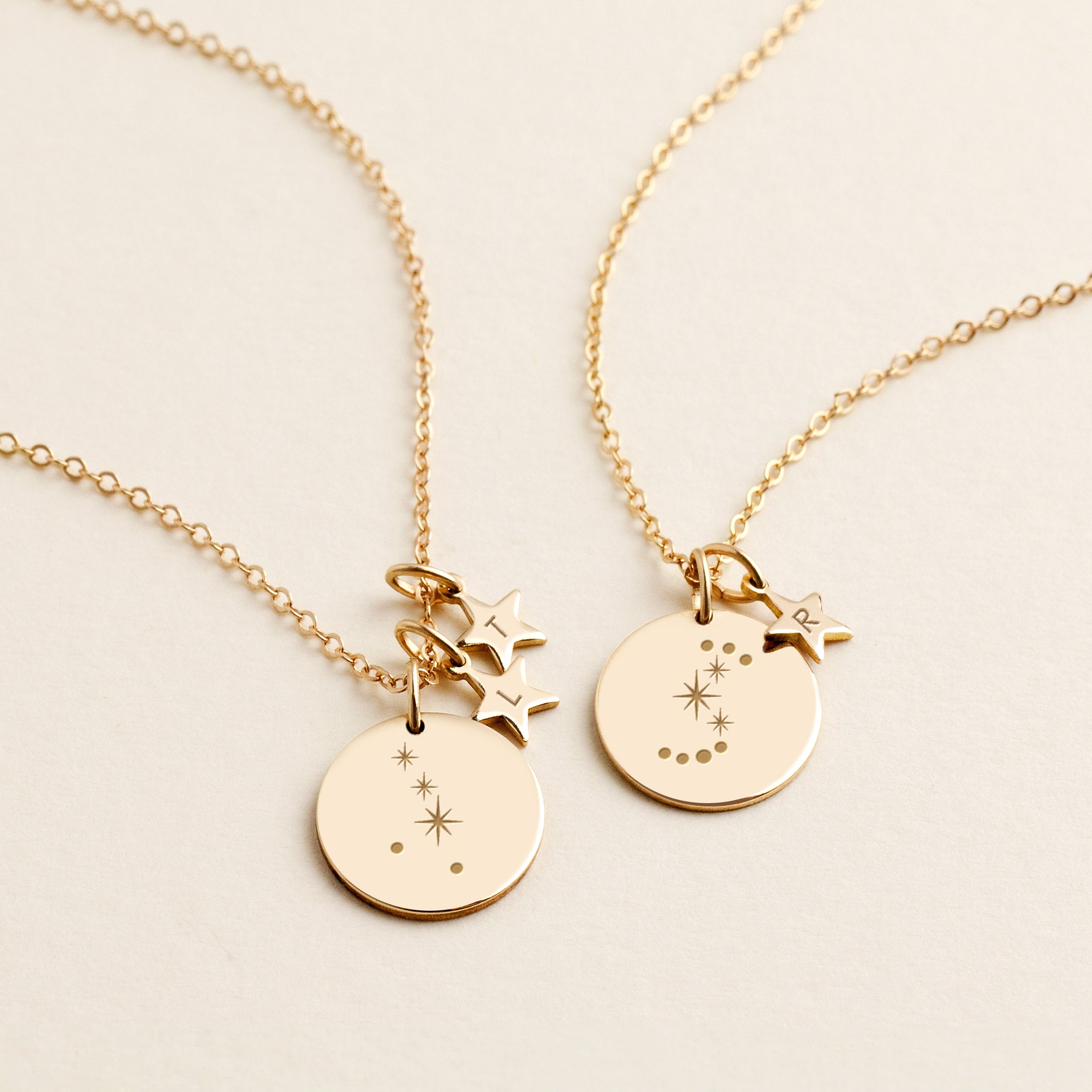 Personalised Estelle Medium Disk & Star Necklace