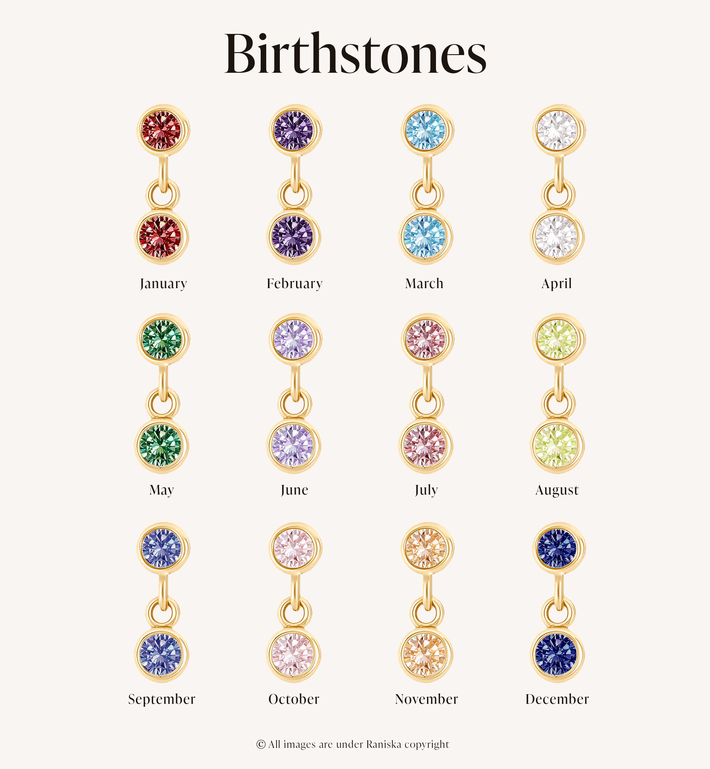 Fallon Double Birthstone Stud Earrings