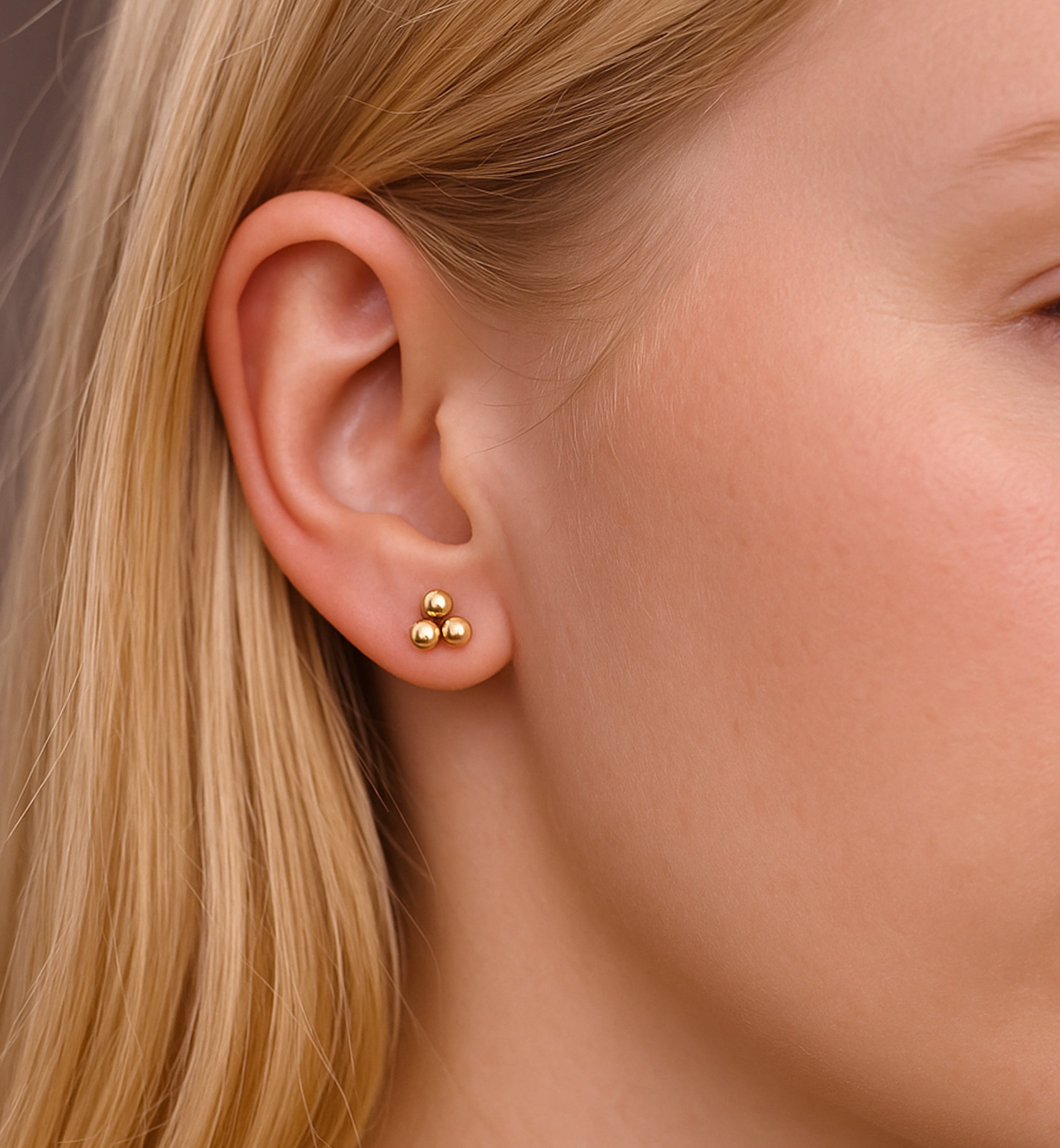 Portia Triple Sphere Stud Earrings