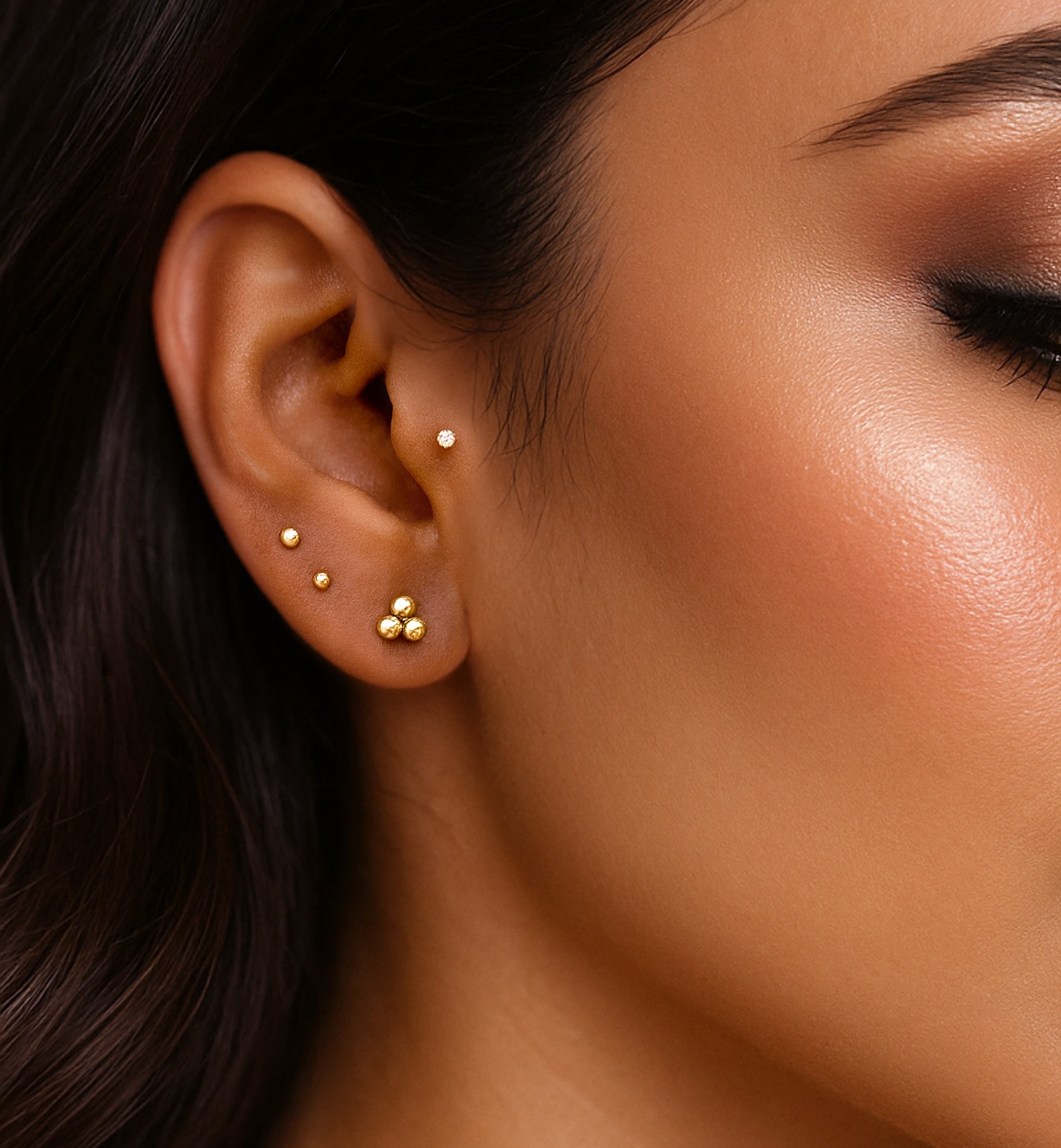 Portia Triple Sphere Stud Earrings