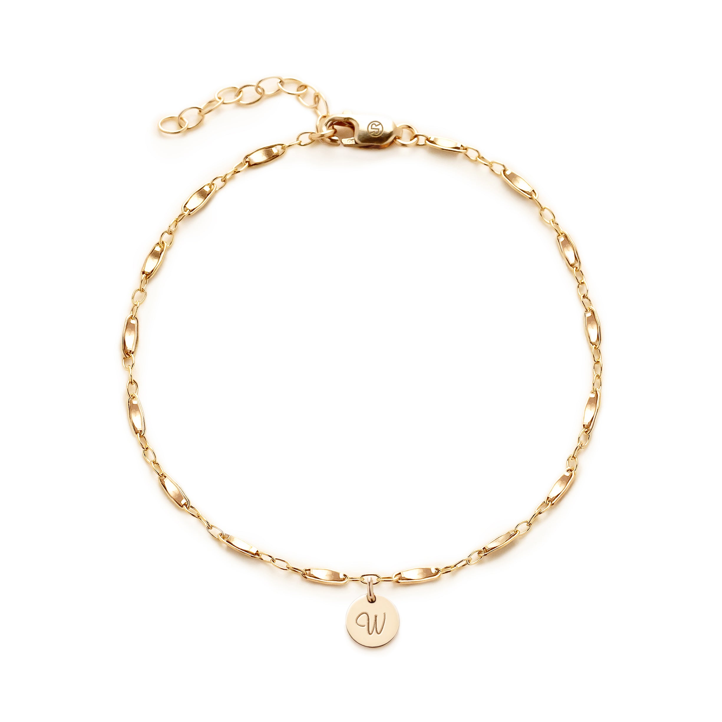 Sadie Personalised Initial Disk Bar Chain Bracelet