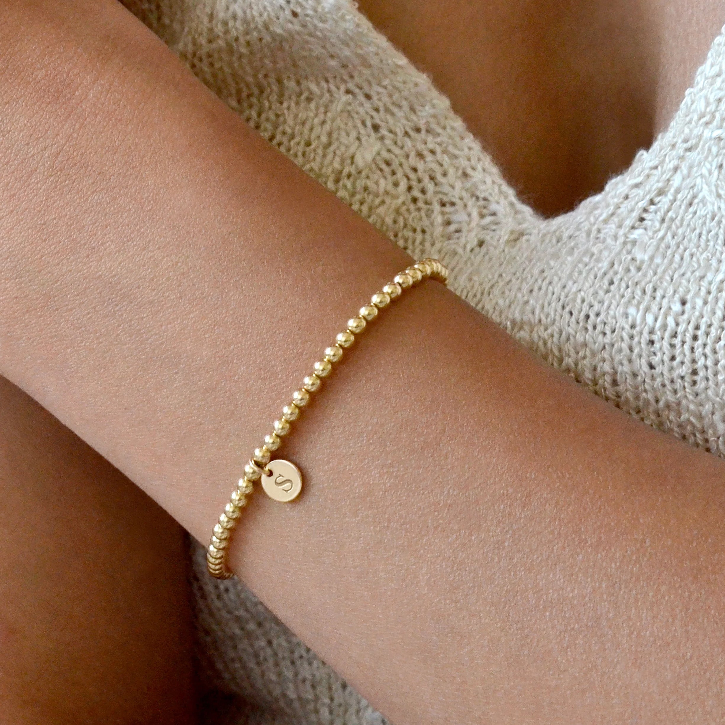 Serenity Luxe Personalised Initial Disk Bracelet