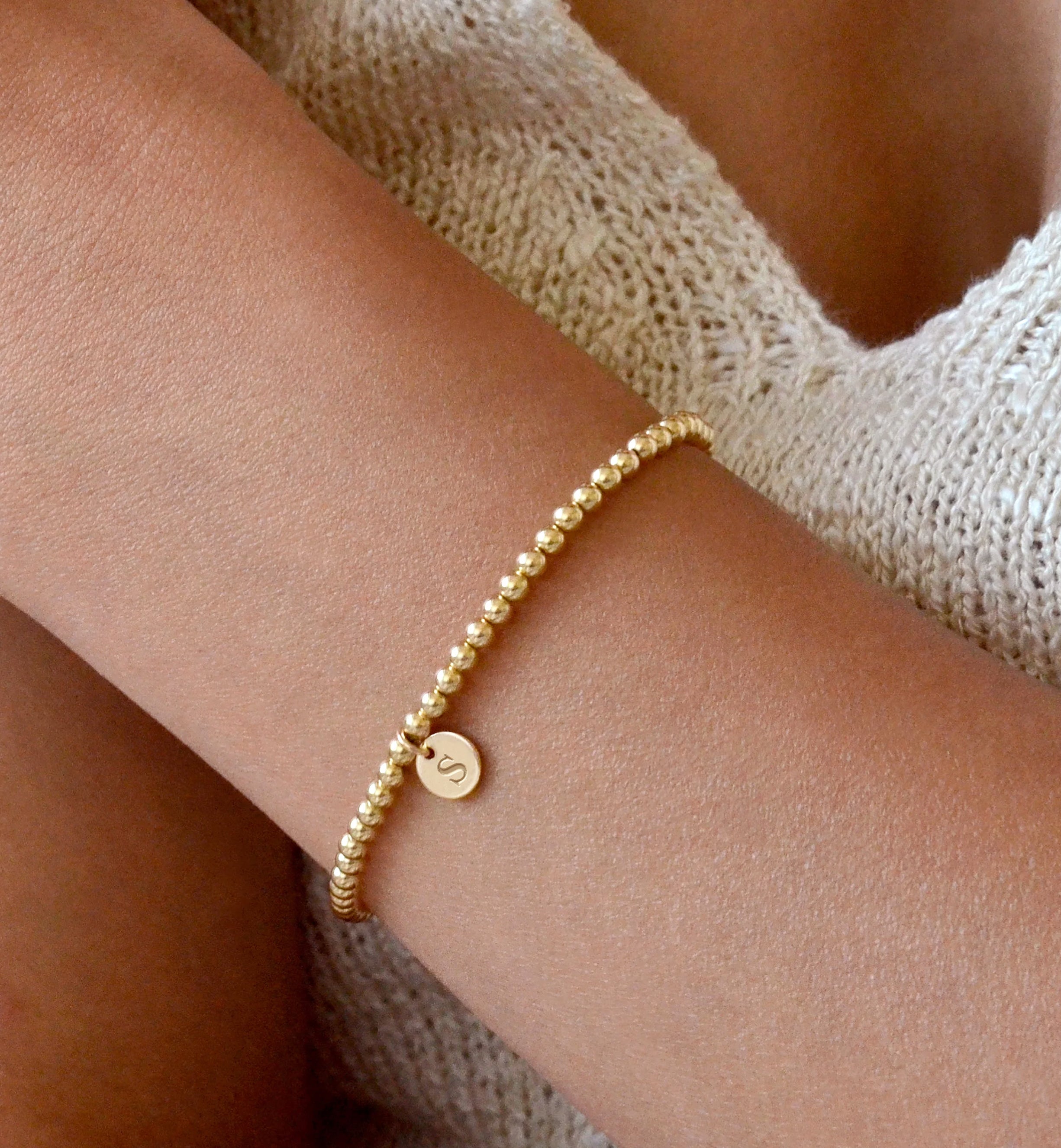 Serenity Luxe Personalised Initial Disk Bracelet