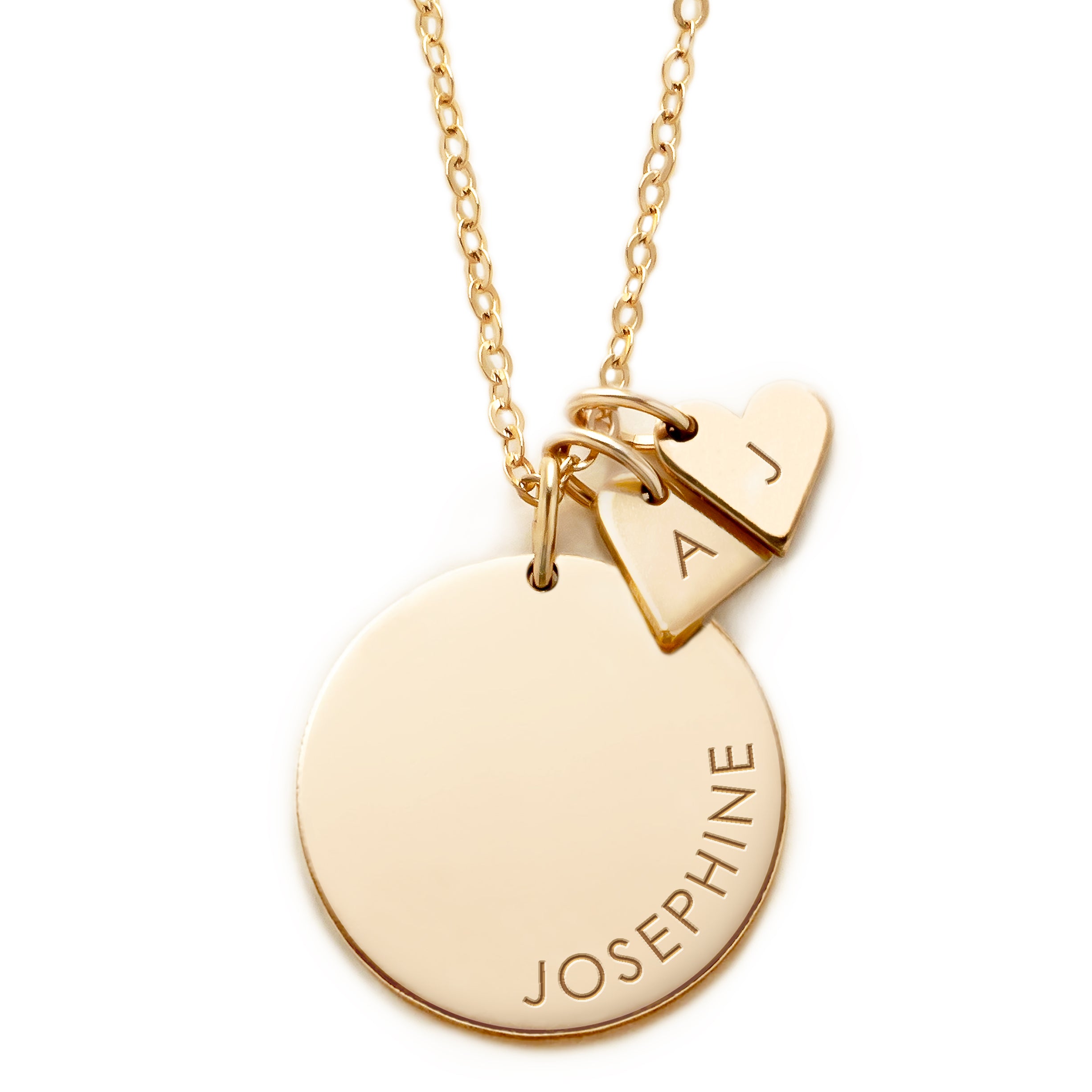 Personalised Large Yara Disk & Heart Necklace