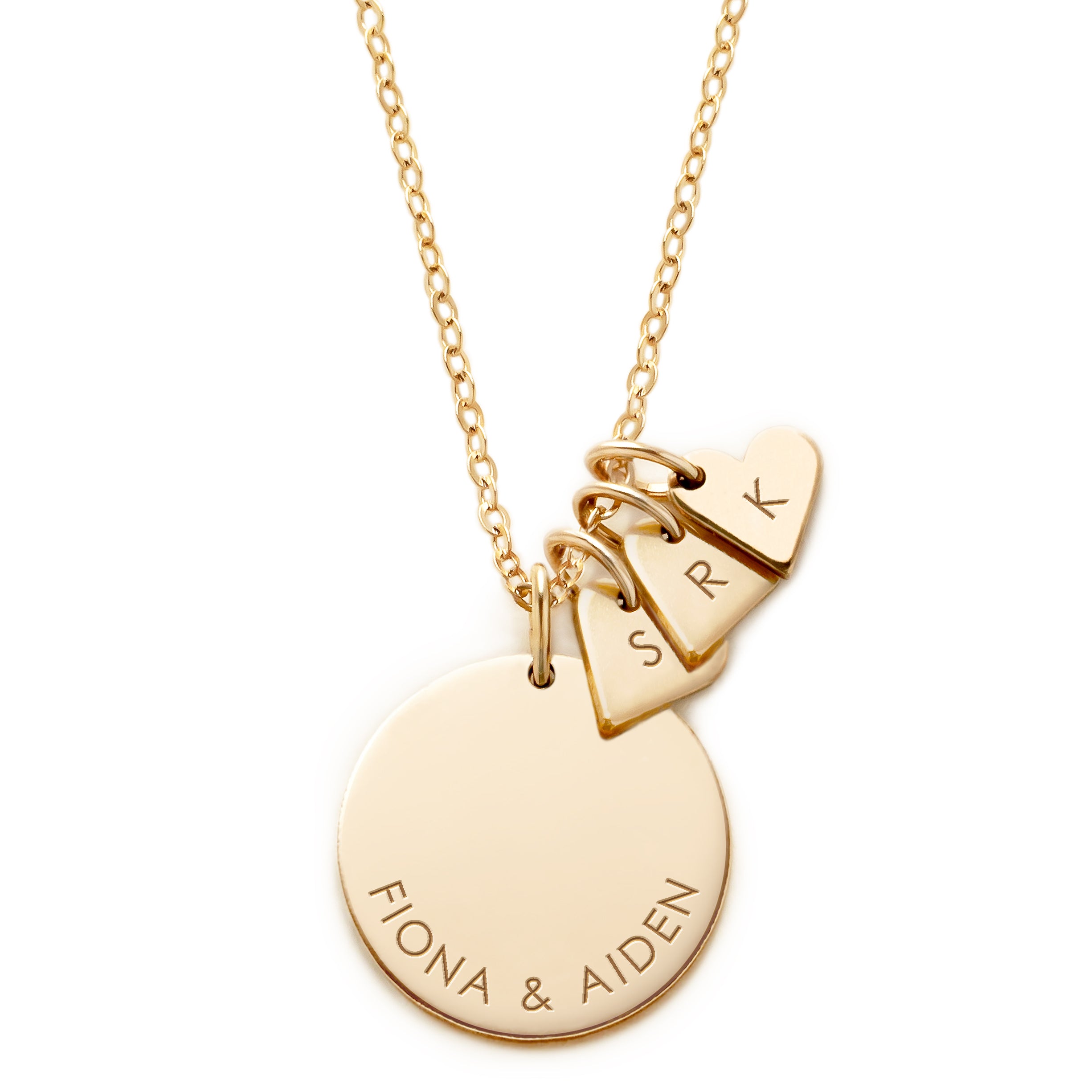 Personalised Medium Yara Disk & Heart Necklace