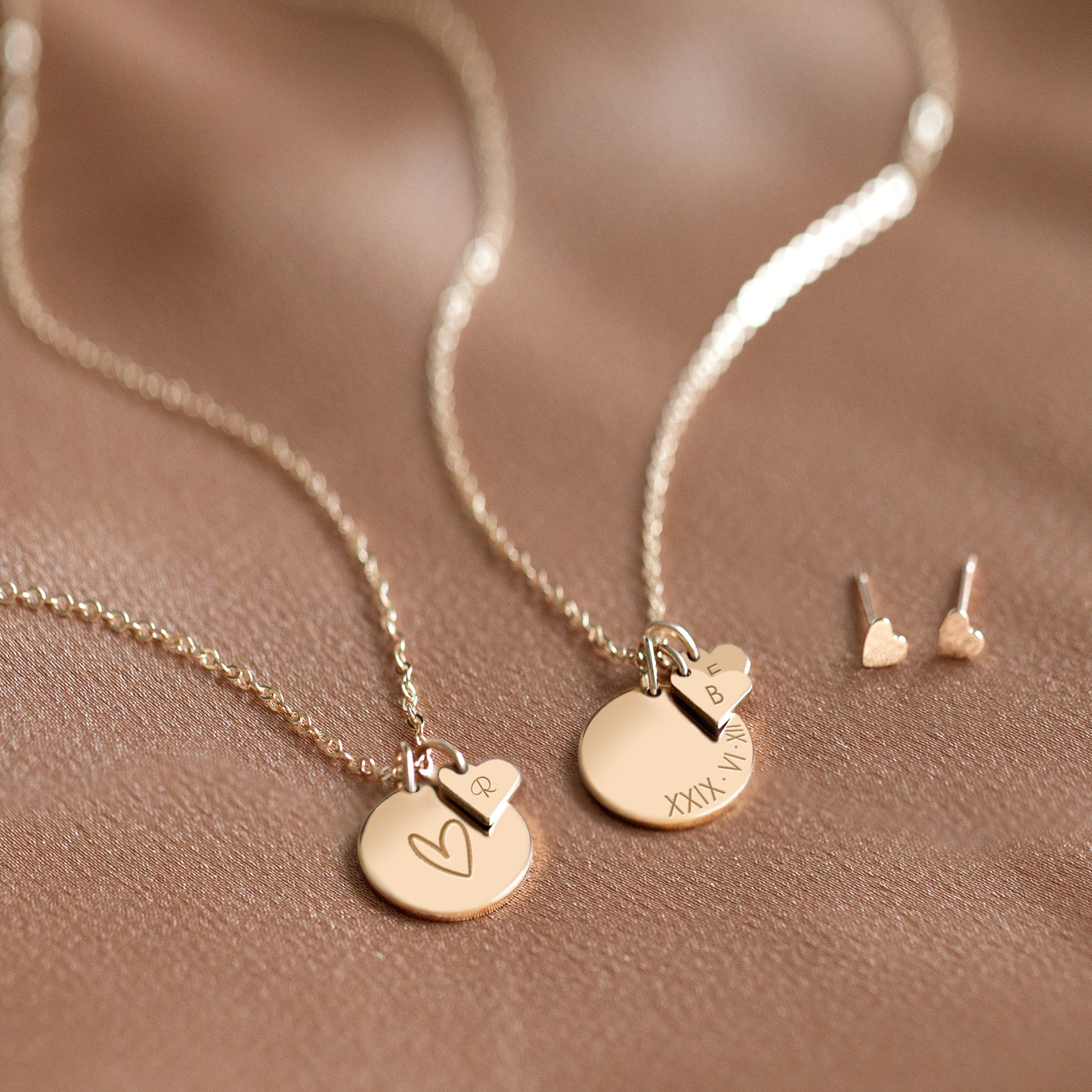 Personalised Medium Yara Disk & Heart Necklace