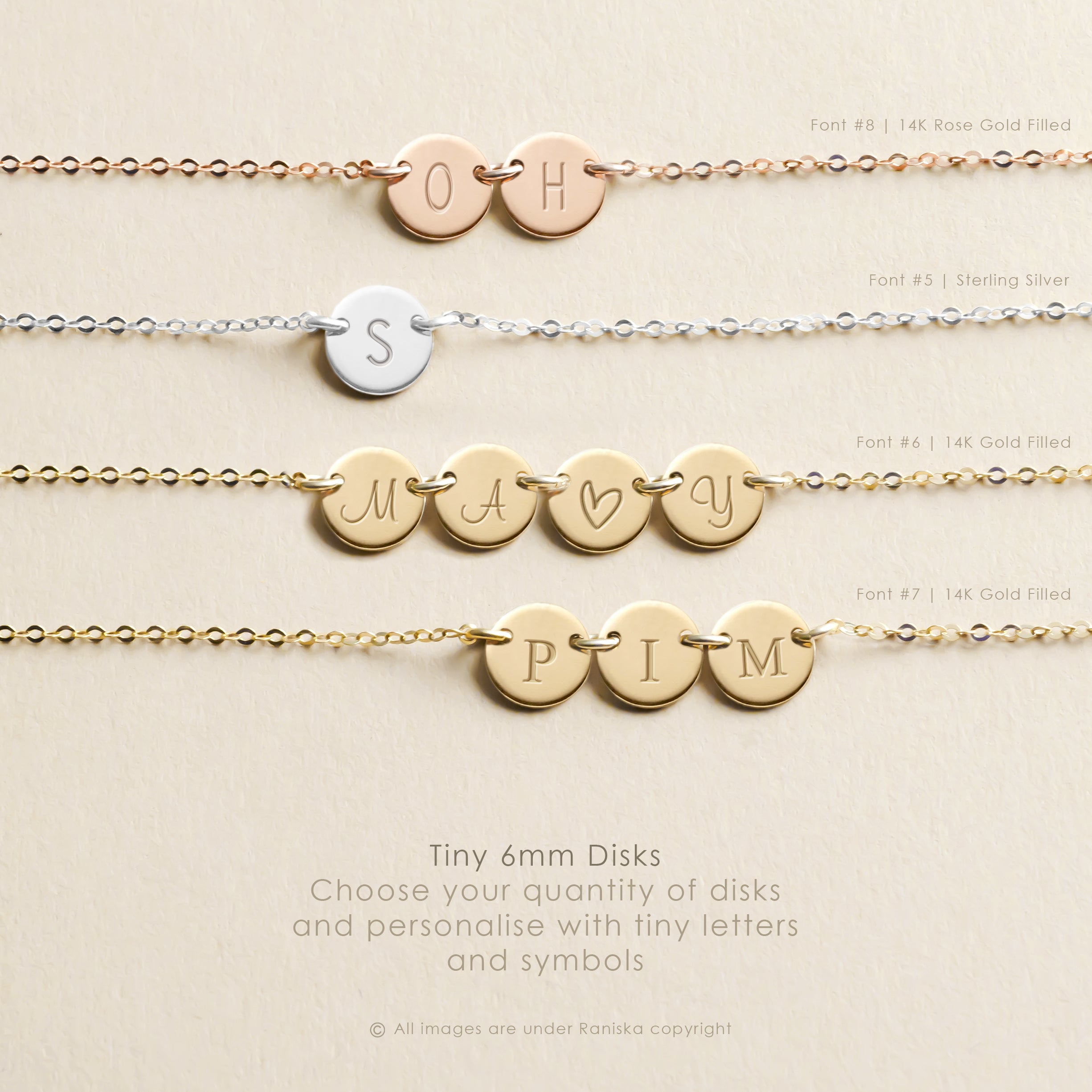 Personalised Tiny Halle Necklace<br> <FONT SIZE="1px">ADD UP TO 5 DISKS</br></font>