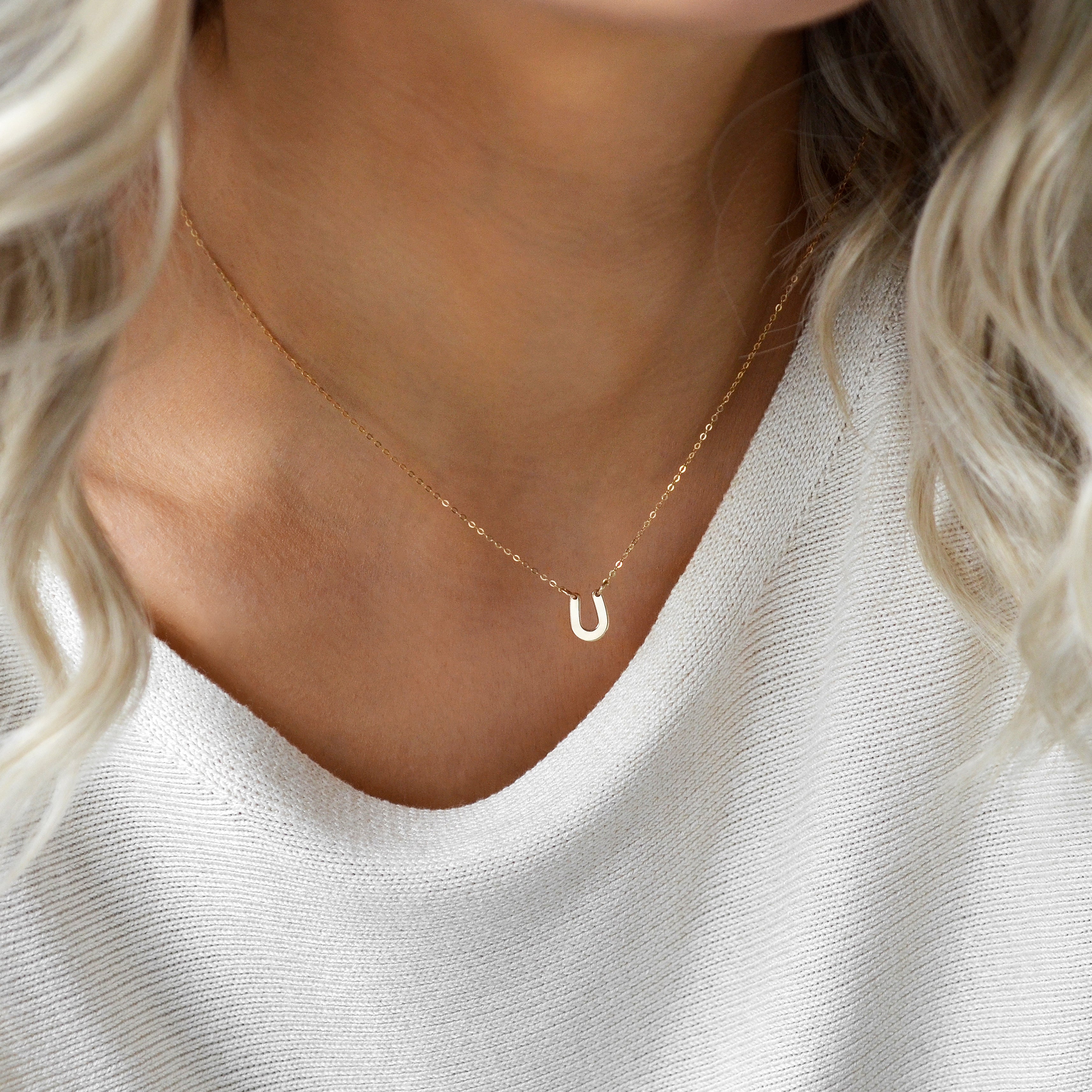 Tiny deals horseshoe necklace